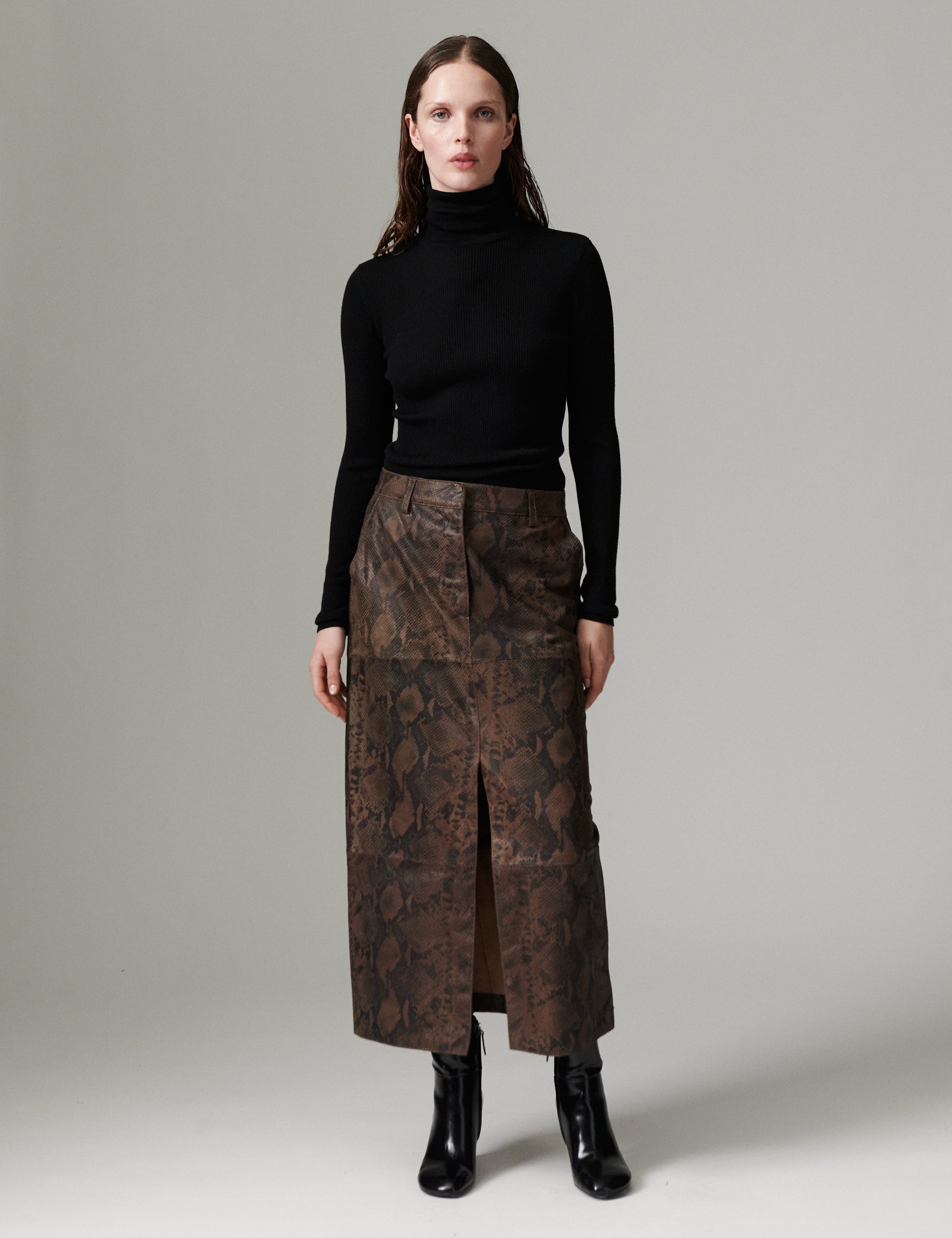 DAY Birger ét Mikkelsen DAYAnna - Sneaky Leather - Skirt Skirt BROWN SNAKEY