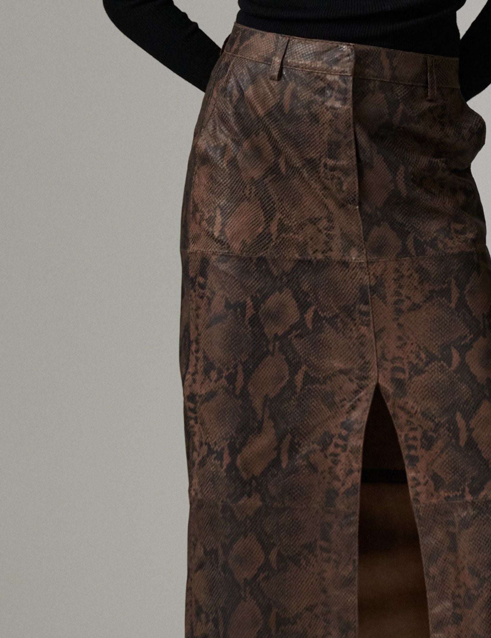 DAY Birger ét Mikkelsen DAYAnna - Sneaky Leather - Skirt Skirt BROWN SNAKEY