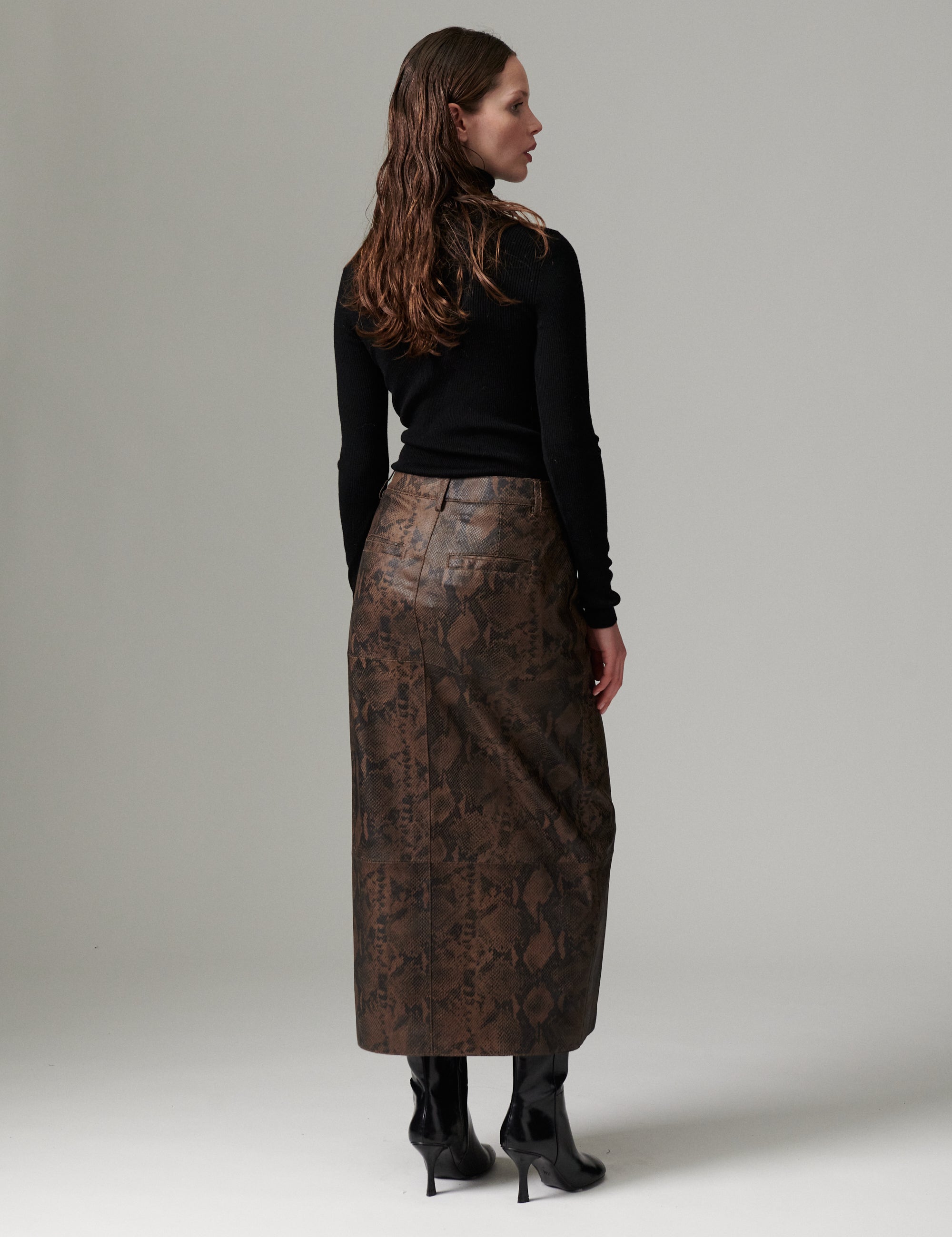 DAY Birger ét Mikkelsen DAYAnna - Sneaky Leather - Skirt Skirt BROWN SNAKEY
