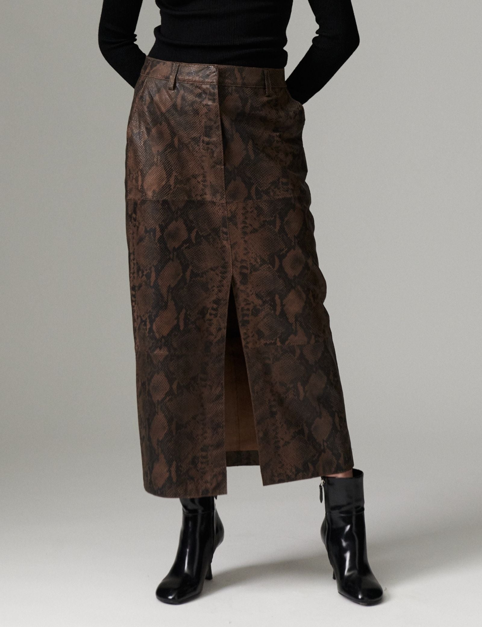 DAY Birger ét Mikkelsen DAYAnna - Sneaky Leather - Skirt Skirt BROWN SNAKEY