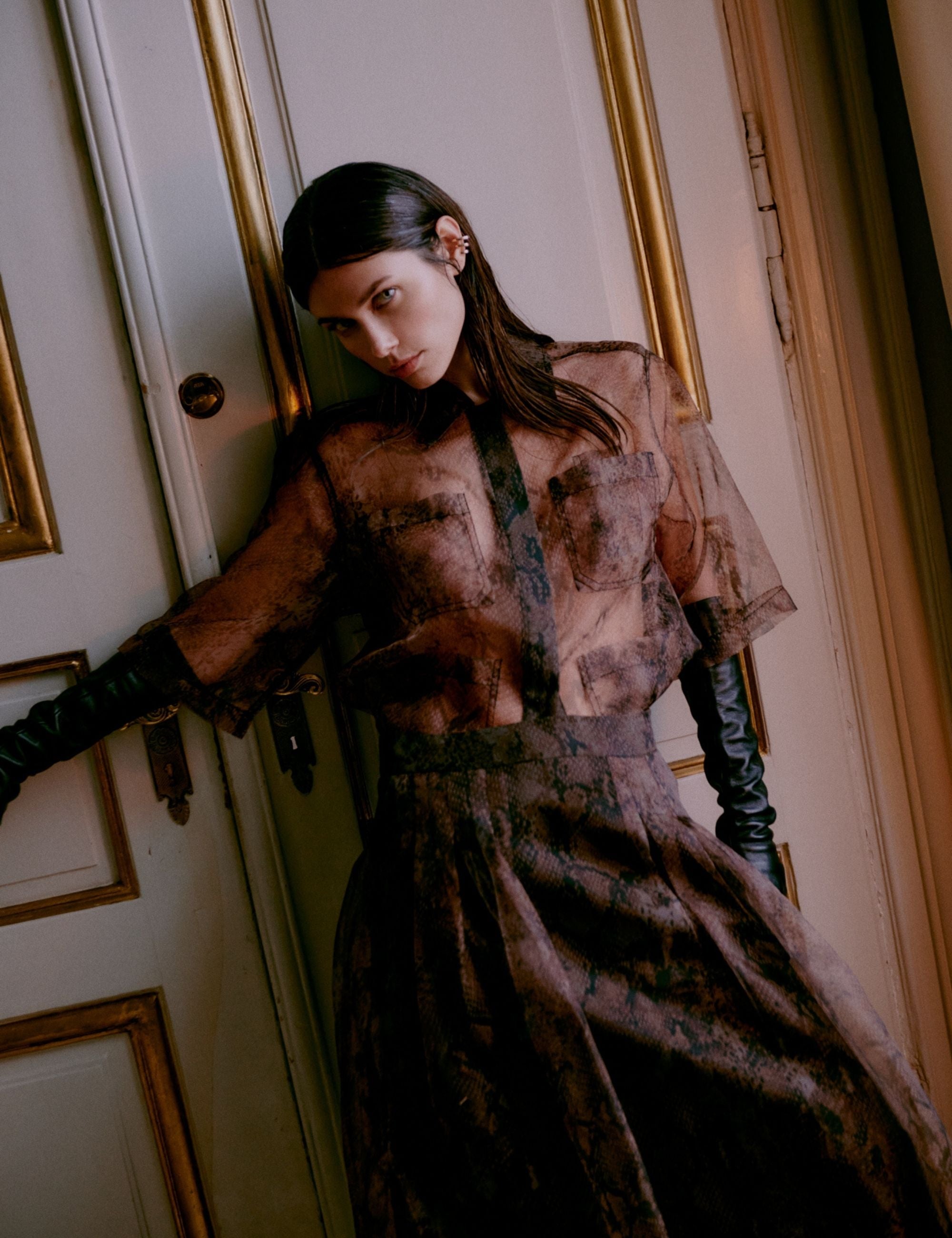 DAY Birger ét Mikkelsen DAYChai - Organza - Skirt Skirt BROWN SNAKEY