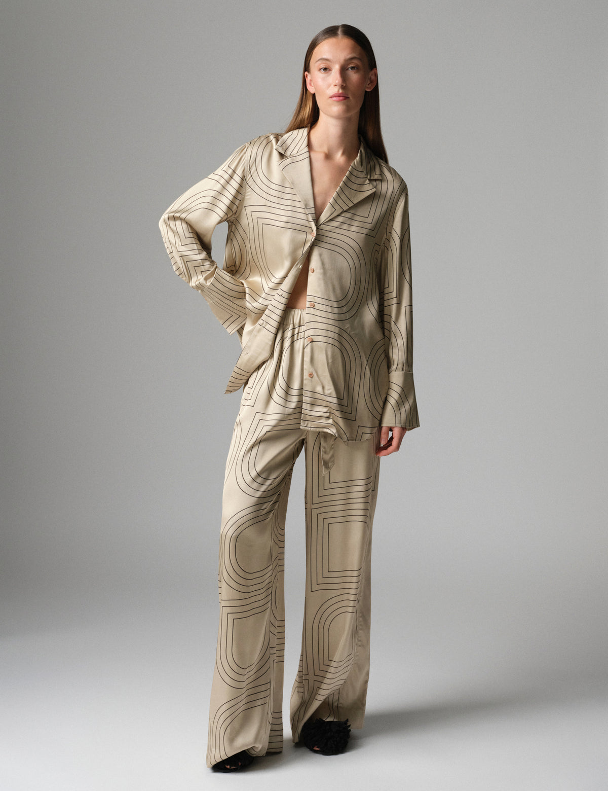 DAY Birger ét Mikkelsen DAYPloma - Fluid Viscose - Shirt Shirt 500191 Humus With Black