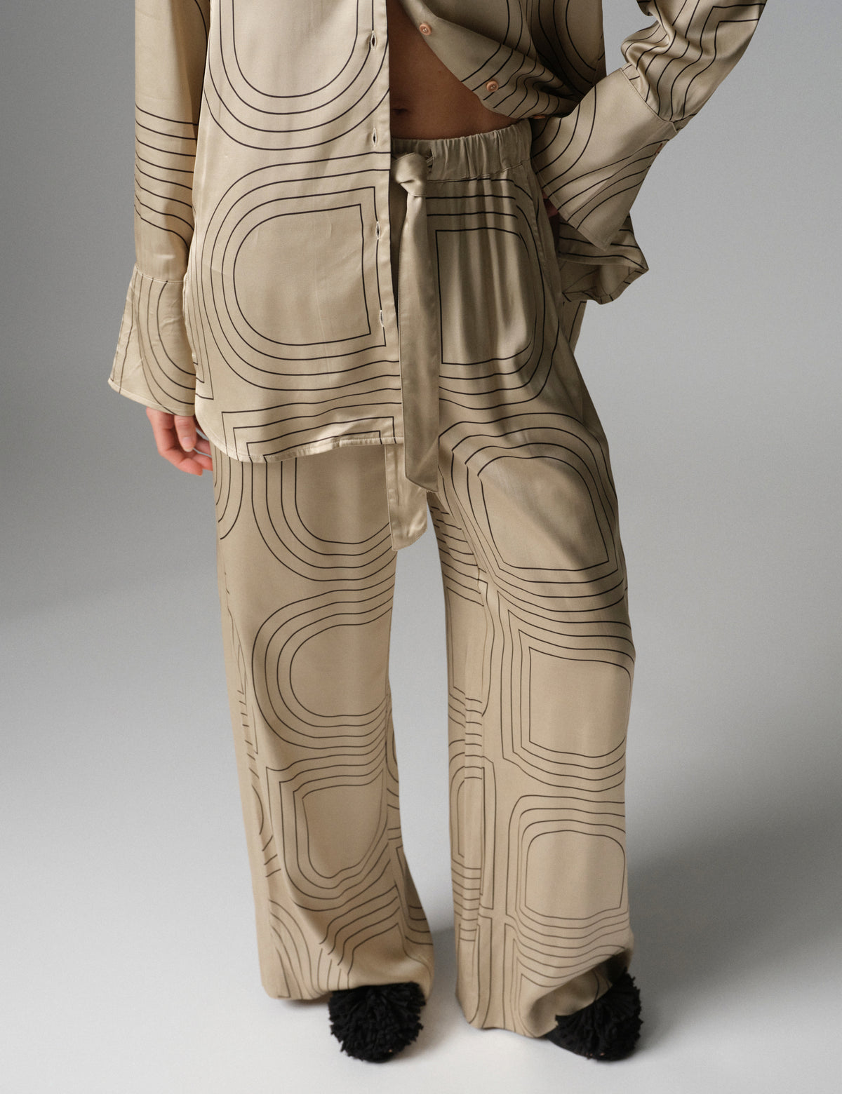 DAY Birger ét Mikkelsen DAYPosey - Fluid Viscose - Pants Pants 500191 Humus With Black