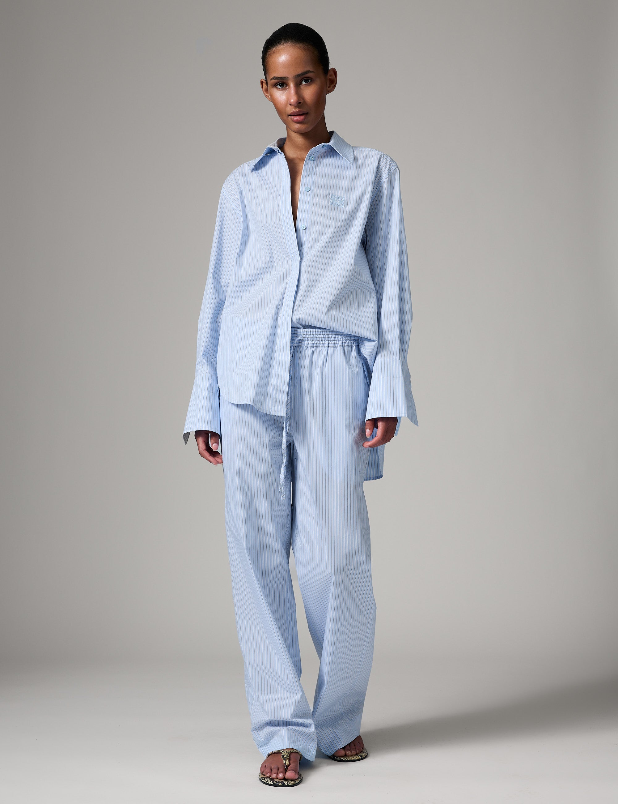 DAY Birger ét Mikkelsen DAYZena - Daylounge Stripe Pants 154030 Chambray blue