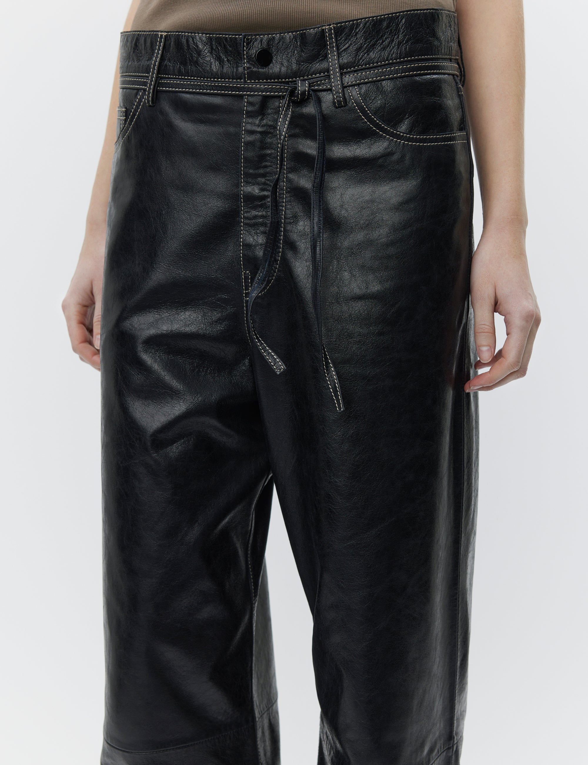 DAY Birger ét Mikkelsen Elijah - Polished Leather Pants 190303 BLACK