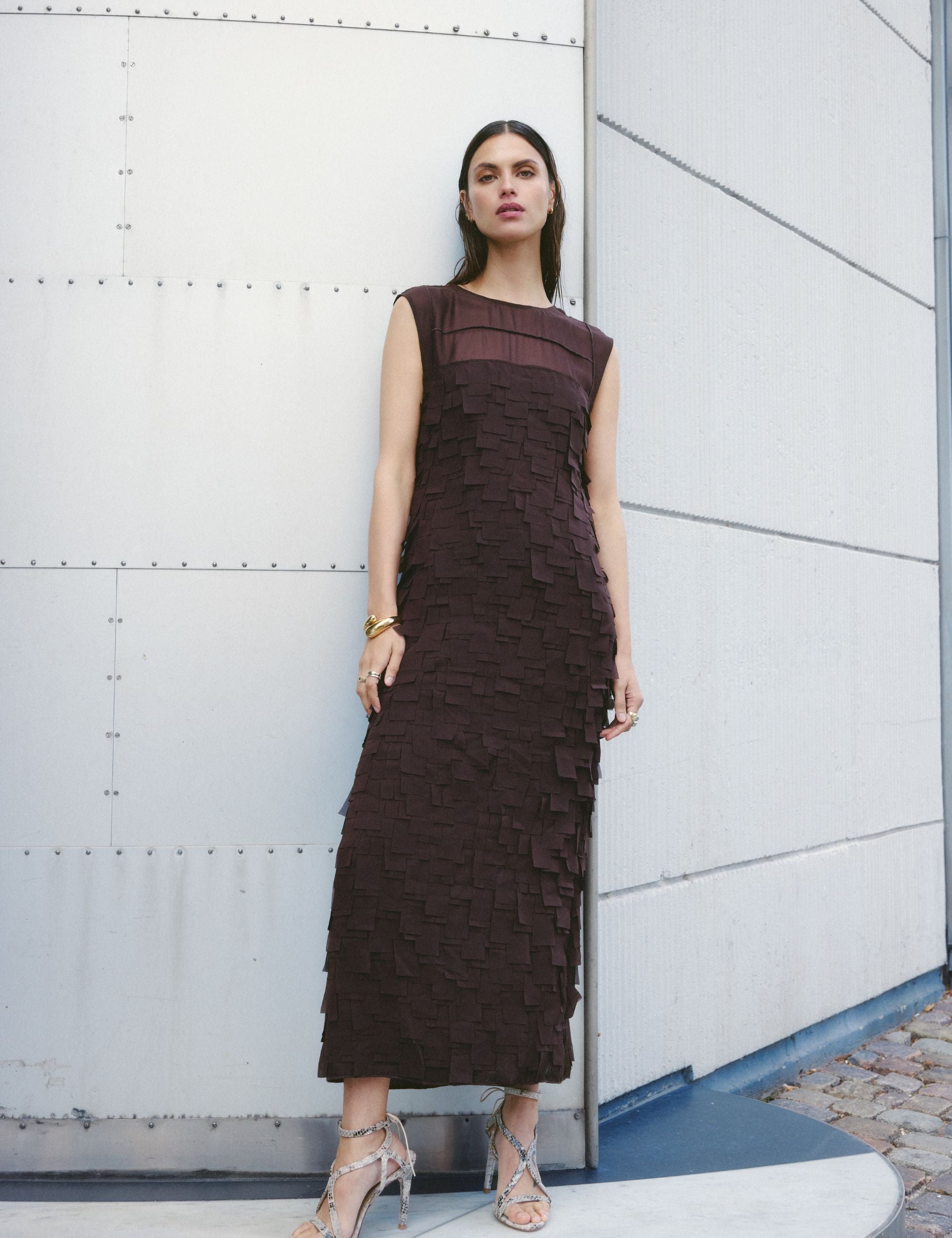 DAY Birger ét Mikkelsen Fig - Chiffon Fringe - Dress Dress 10037 Coffee Bean