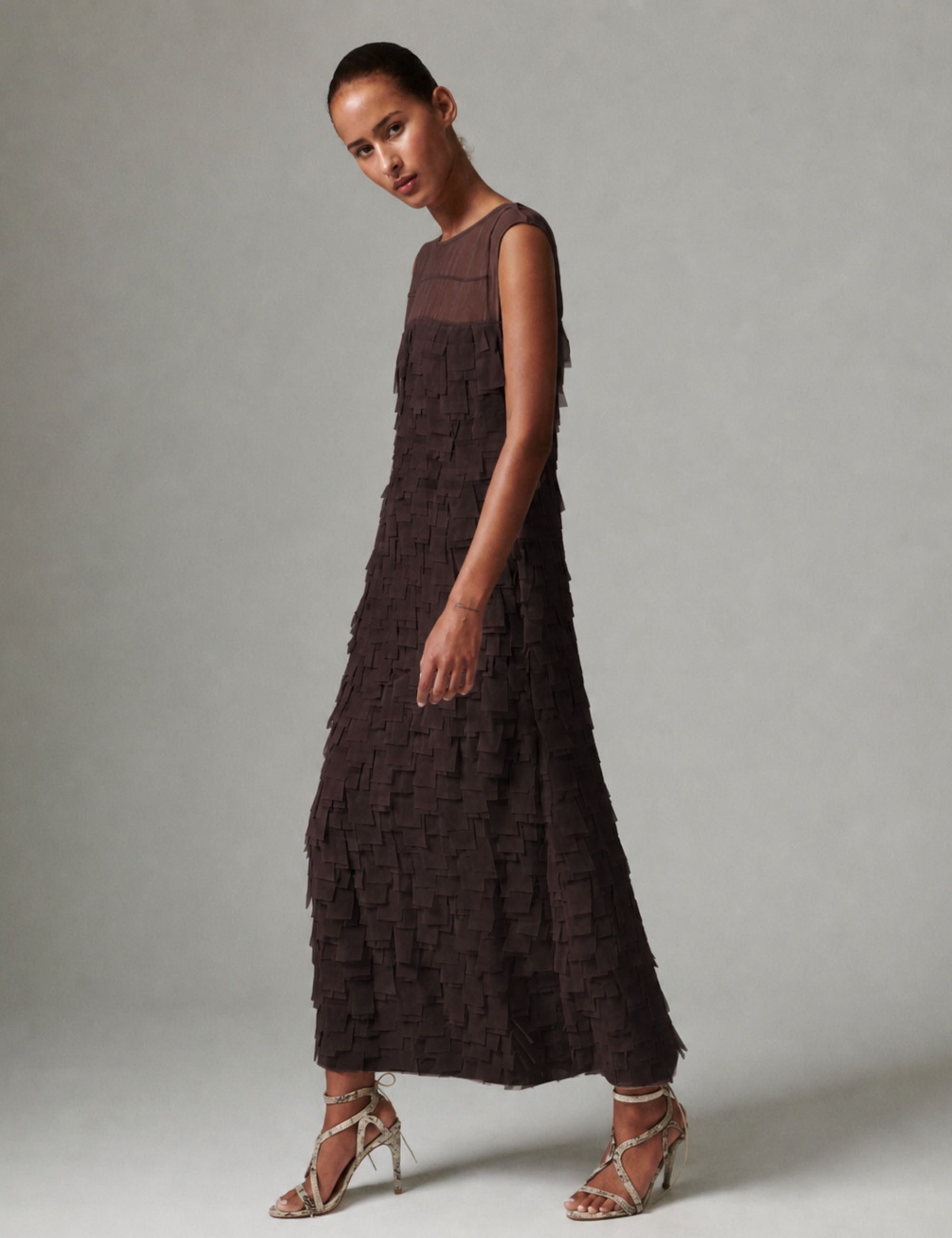 DAY Birger ét Mikkelsen Fig - Chiffon Fringe - Dress Dress 10037 Coffee Bean