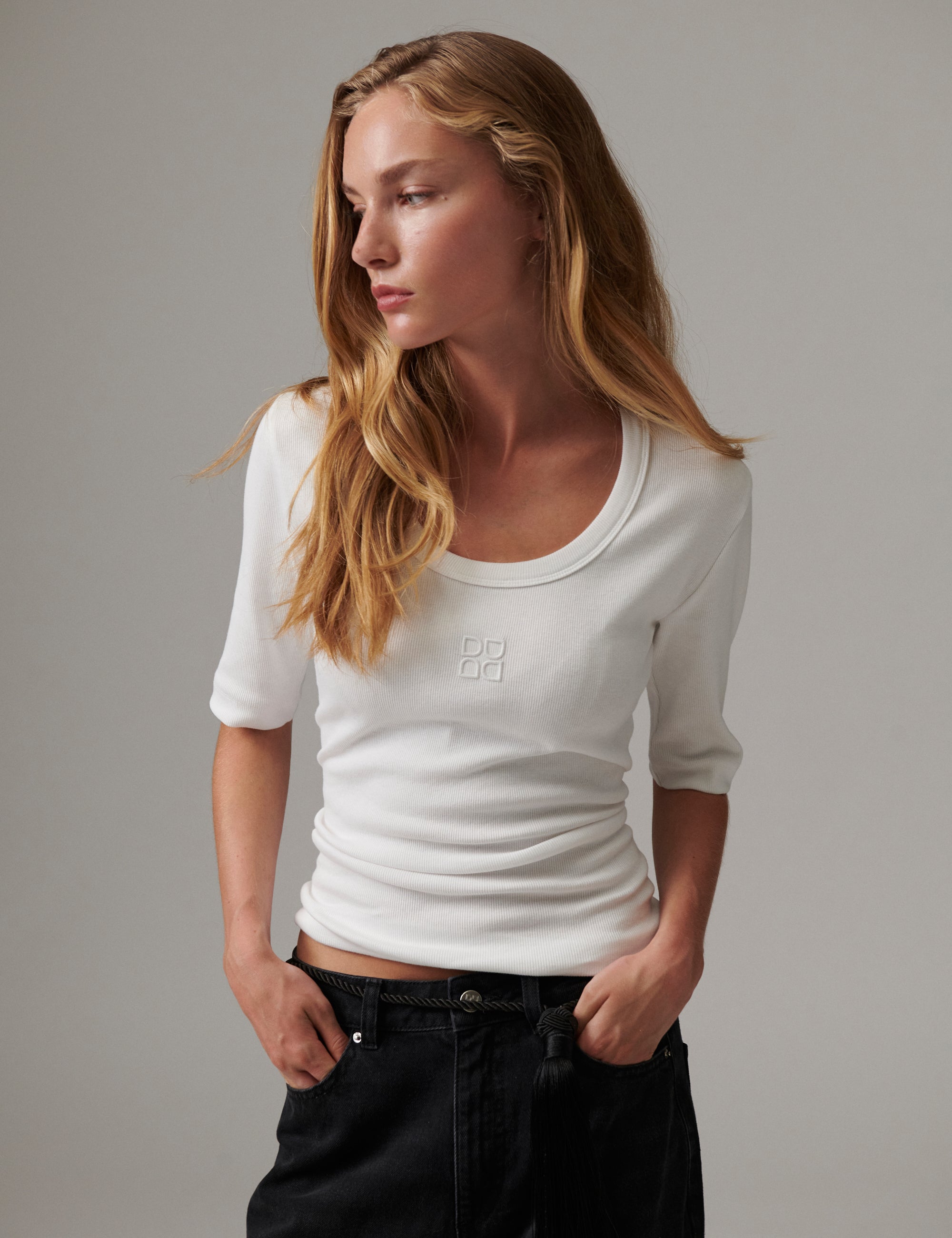 DAY Birger ét Mikkelsen Fine - Classic Rib Tops & T-Shirts 110601 Bright White