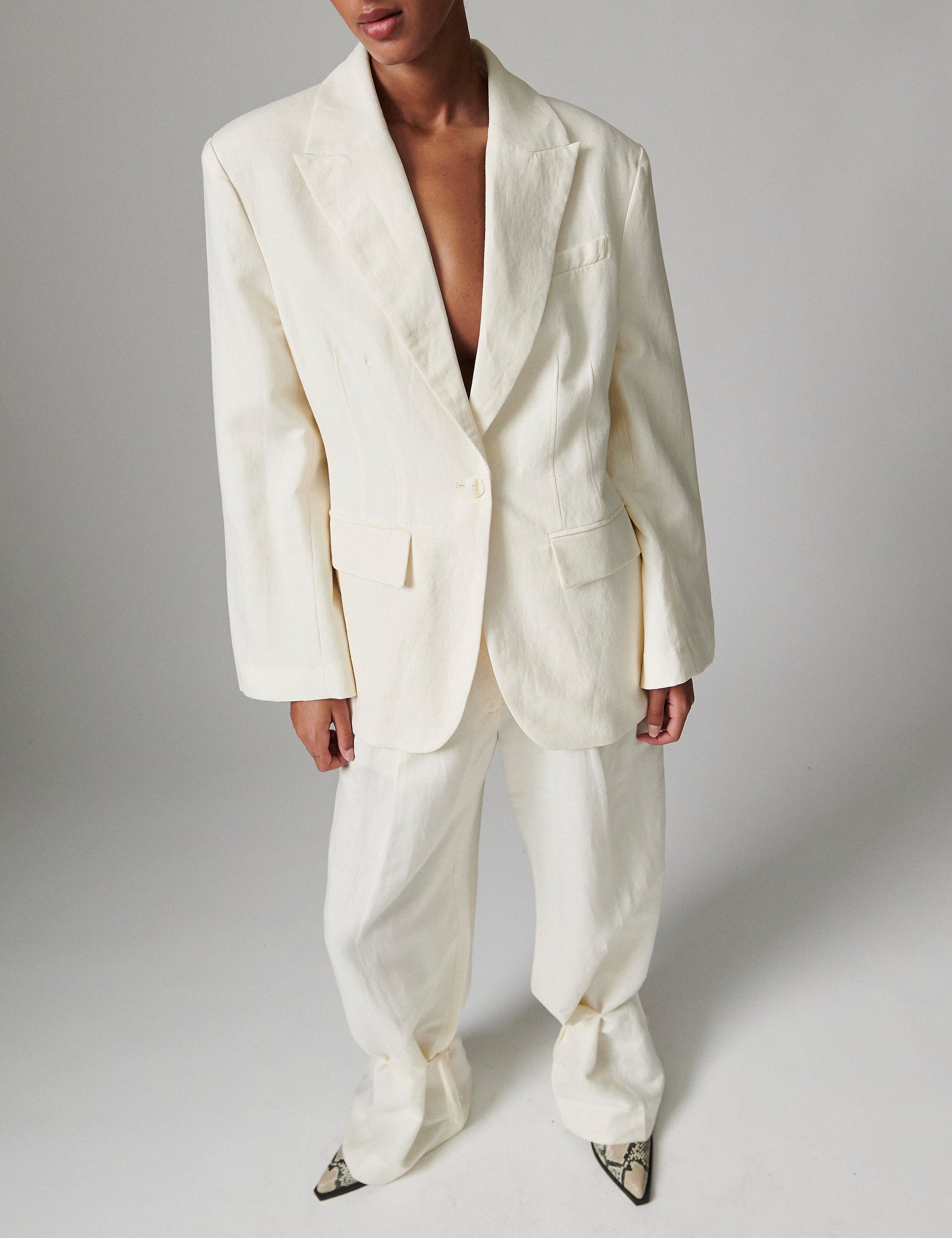 DAY Birger ét Mikkelsen Fiona - Contrast Linen Blazer 110605 JET STREAM