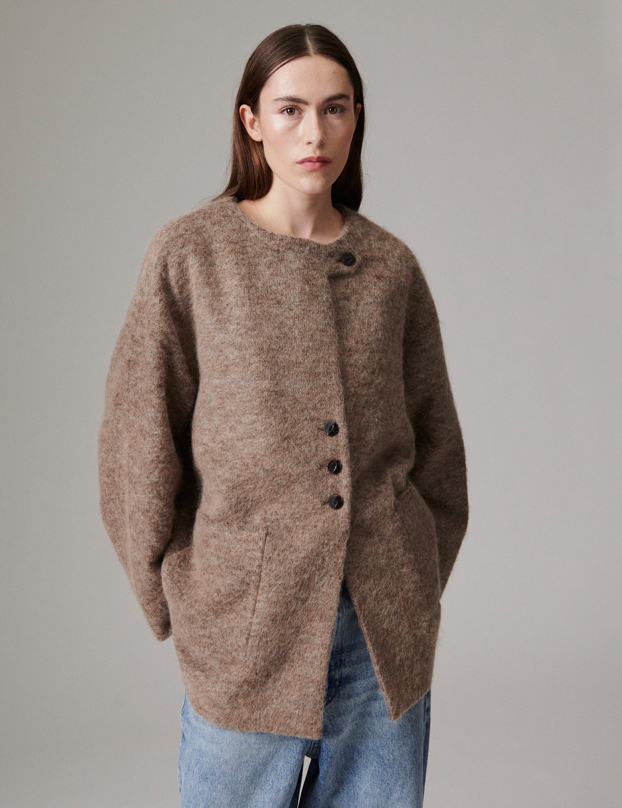 Flussy - Mohair Wool - Jacket - DARK BROWN