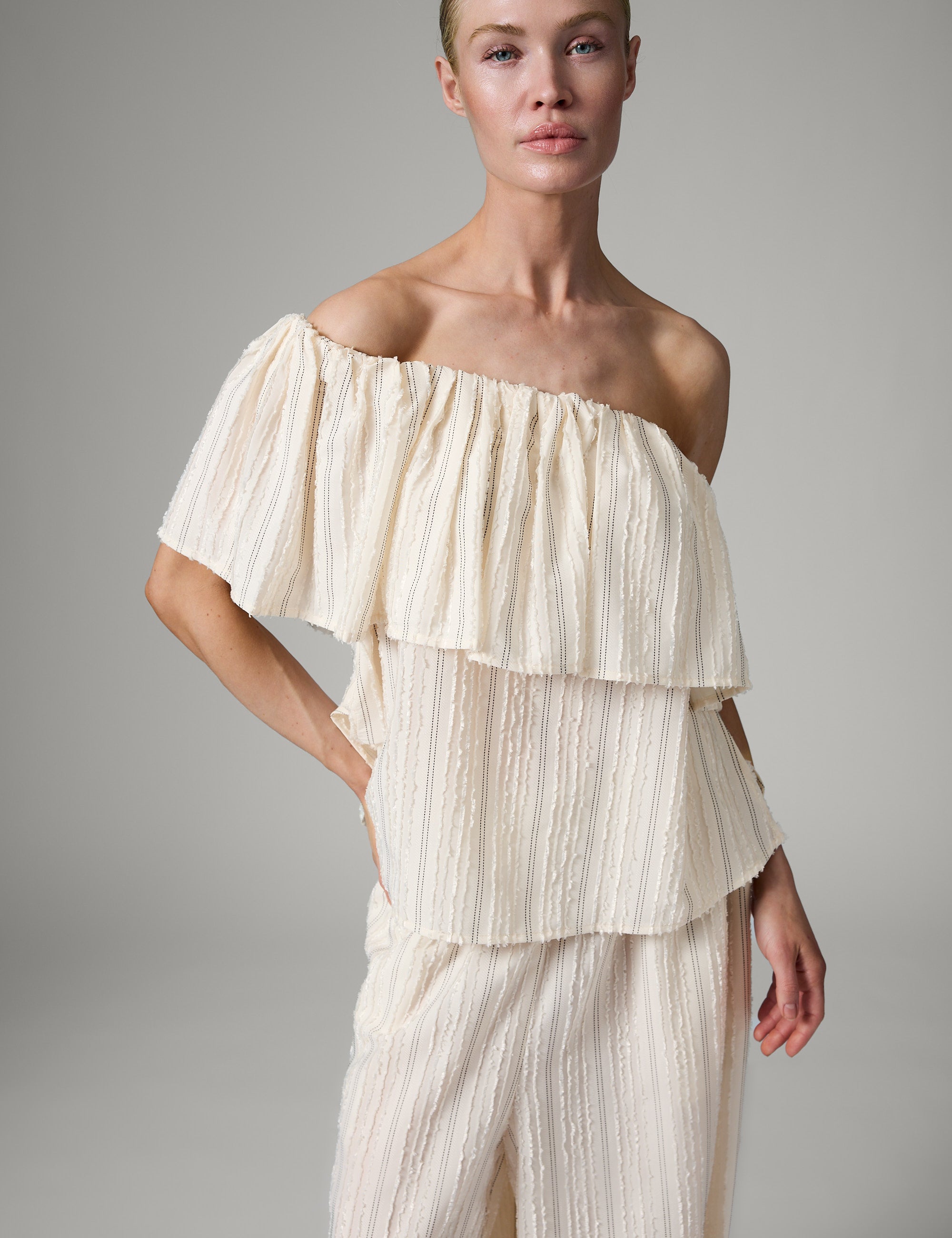 DAY Birger ét Mikkelsen Hera - Raw Stripes Tops & T-Shirts 110605 Jet Stream