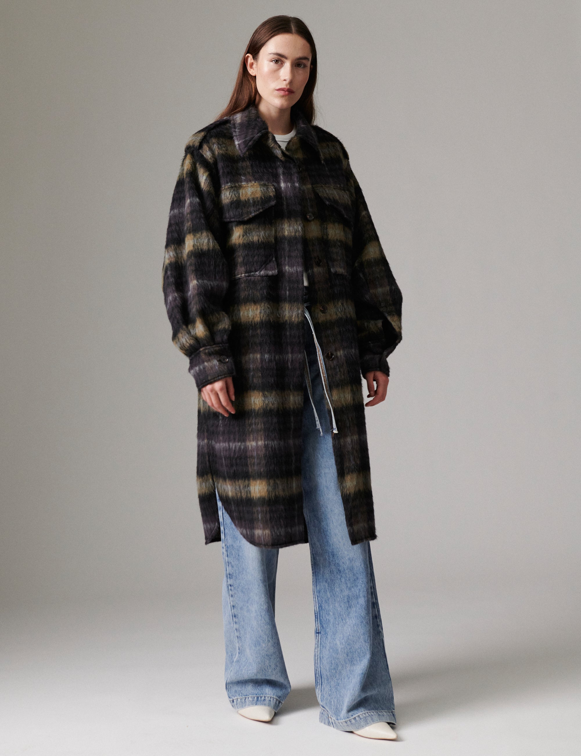 DAY Birger ét Mikkelsen Josiah - Fluffy Flannel - Coat Coat 500006 Medium Grey Melange