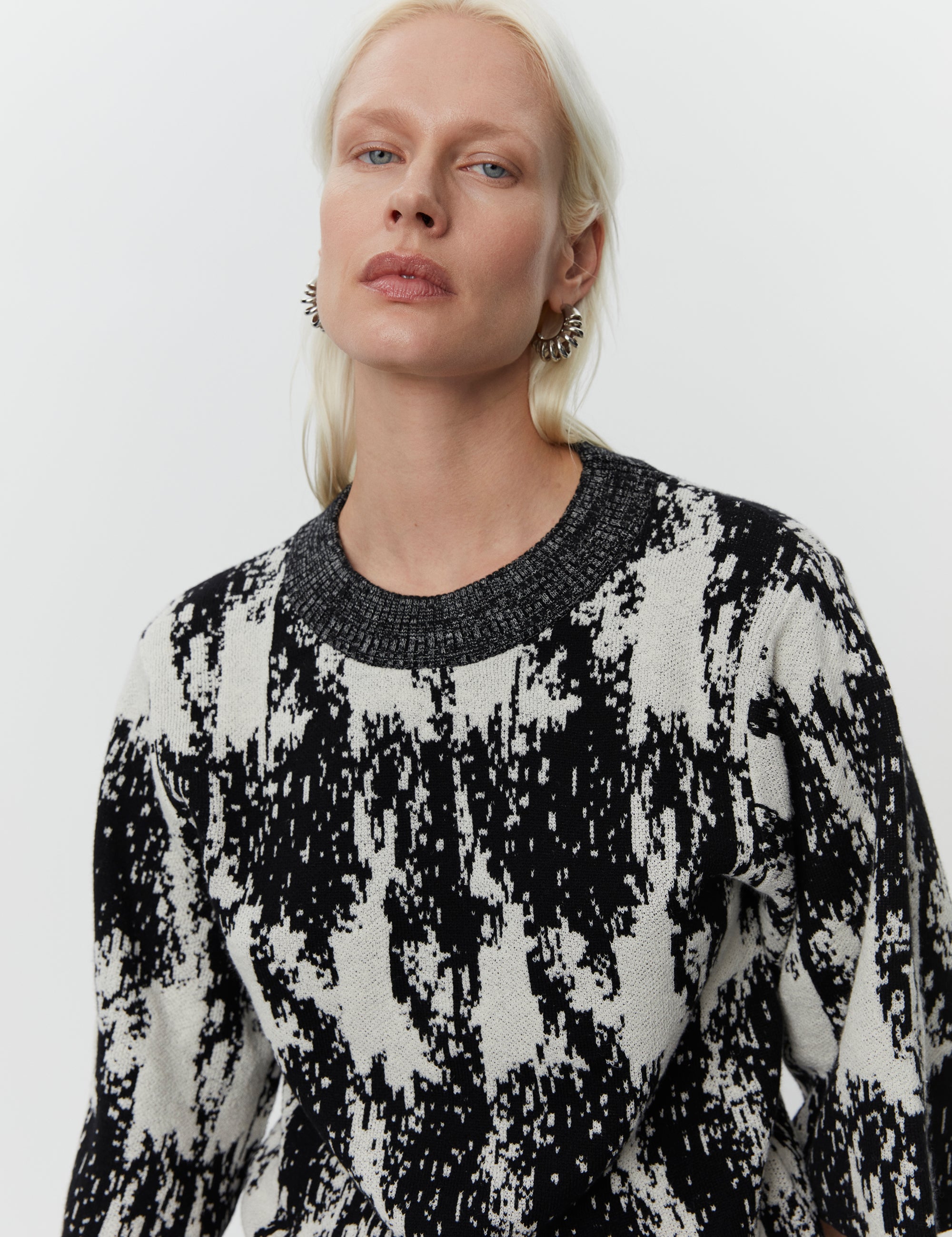 DAY Birger ét Mikkelsen Katrina - Cotton Jacquard RD Pullover 190303 BLACK