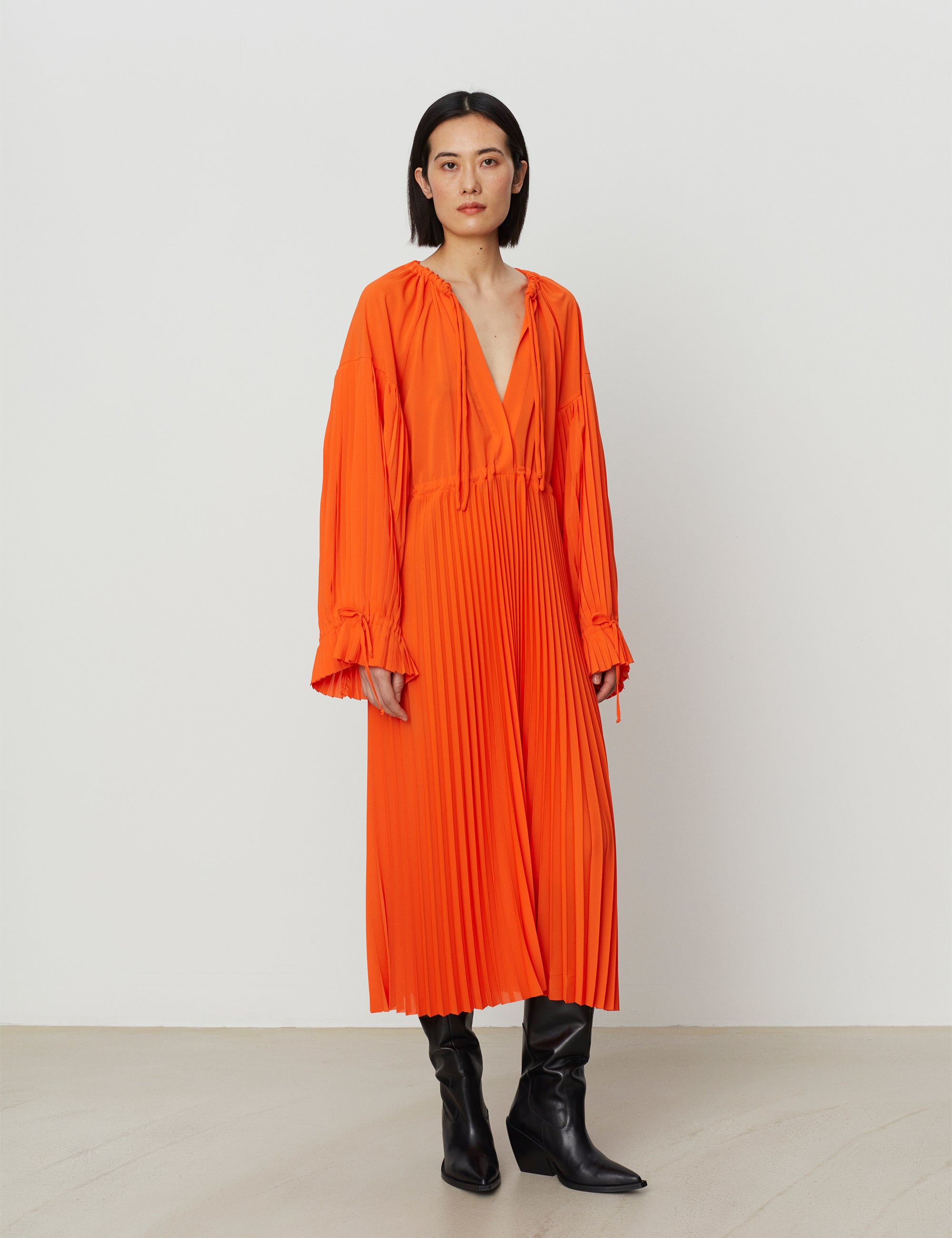 DAY Birger ét Mikkelsen Leighton - Solid Plissé Dress 171462 FLAME