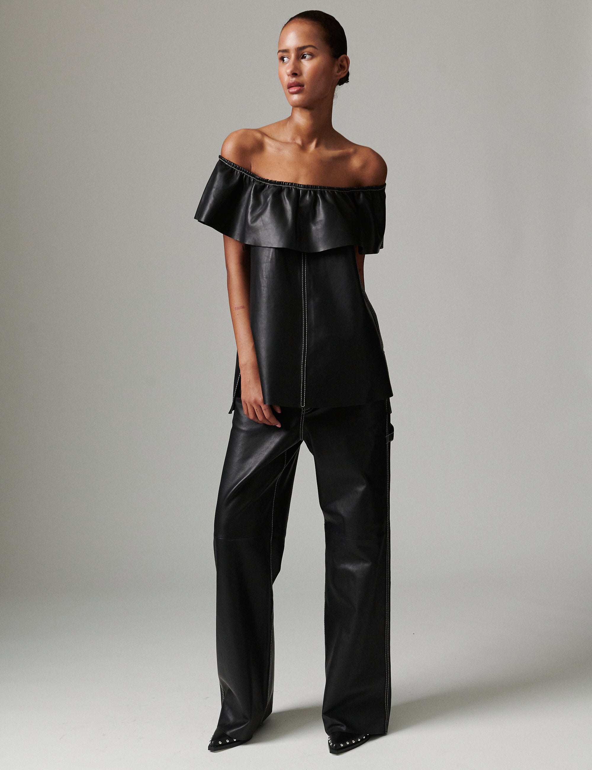 DAY Birger ét Mikkelsen Lira - Soft Lamb Leather Tops & T-Shirts 190303 BLACK