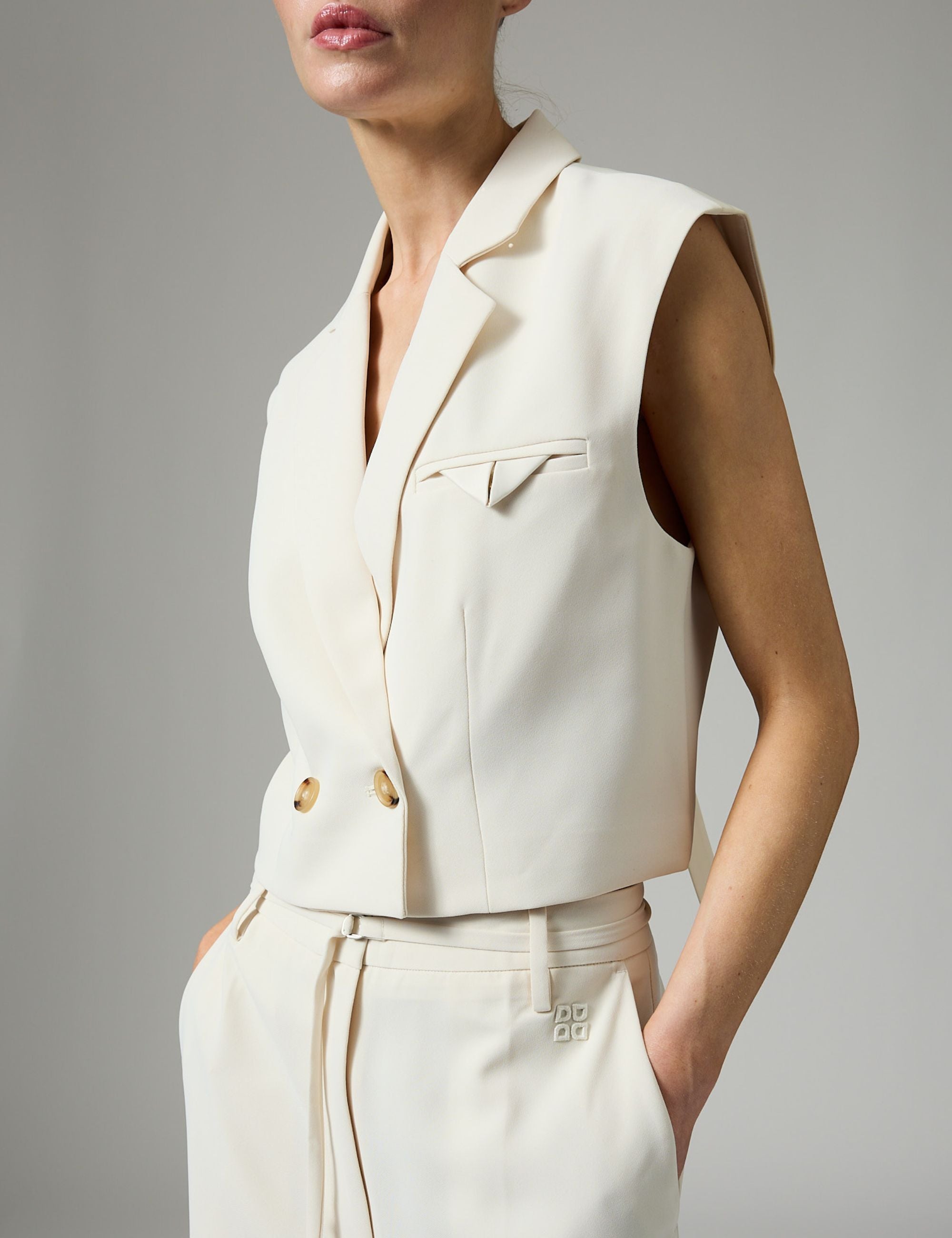 DAY Birger ét Mikkelsen Marnie - Classic Gabardine Waistcoat 01002 Ivory Shade