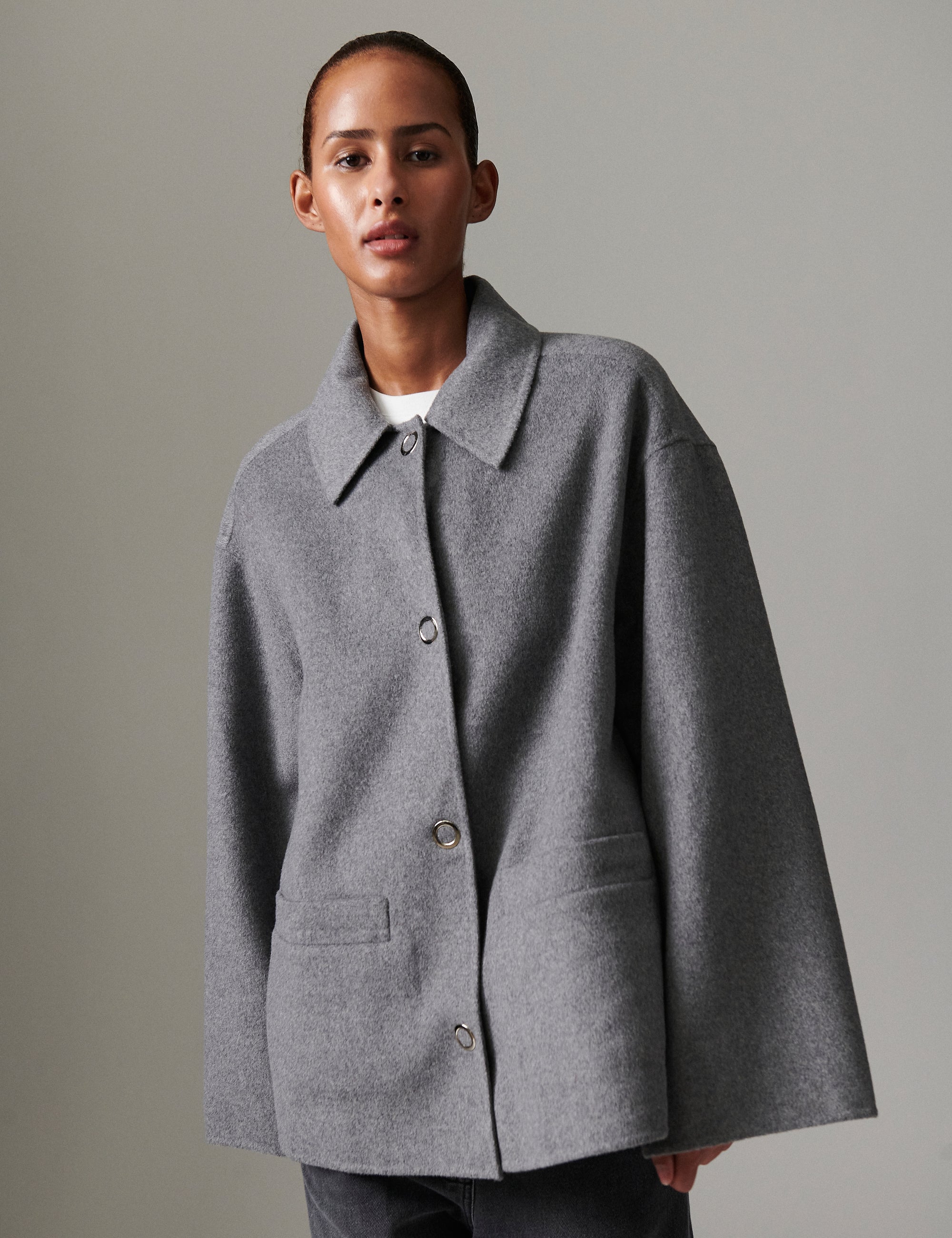 DAY Birger ét Mikkelsen Matteo - Double faced Wool Coats & Jackets 500006 Medium Grey Melange