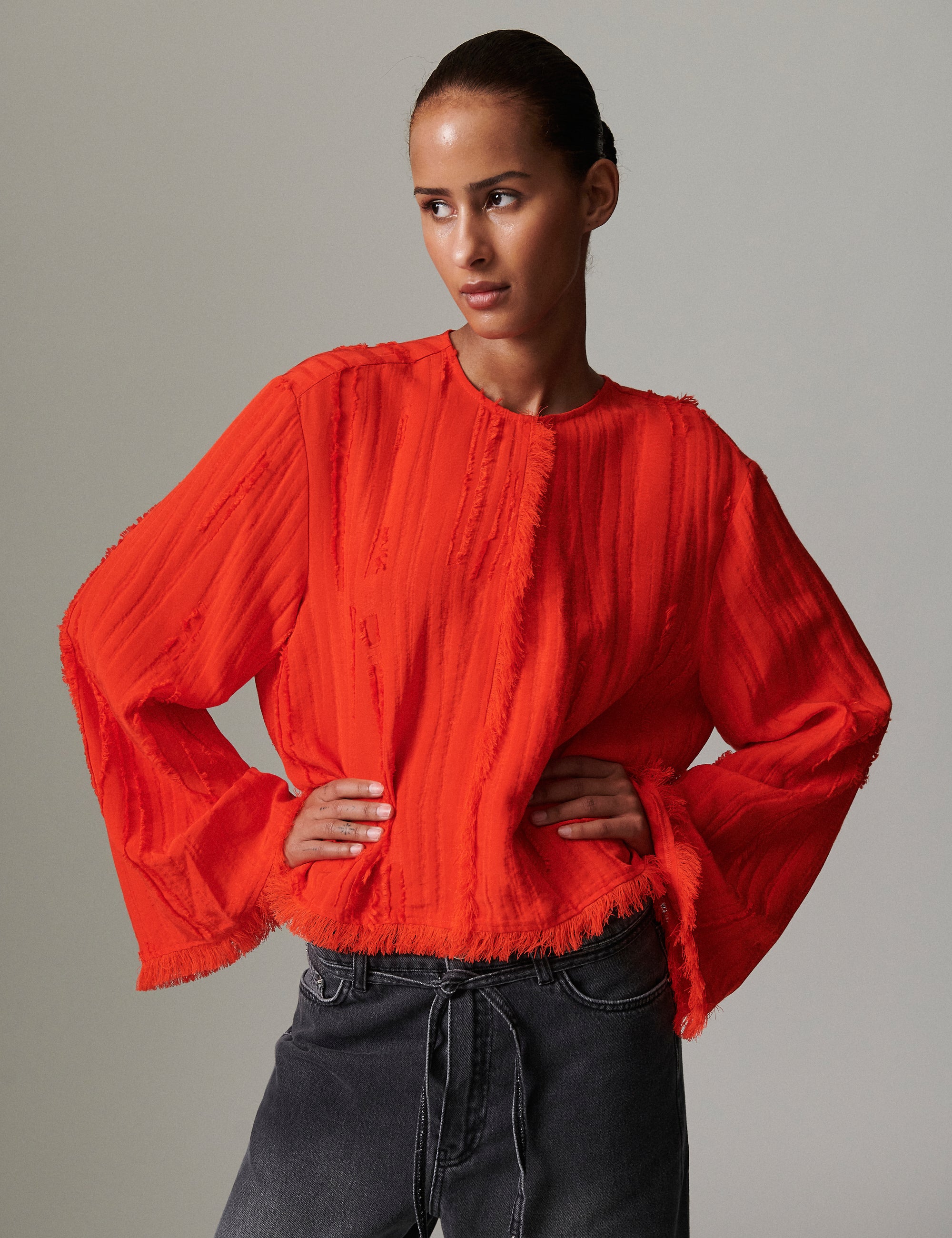 DAY Birger ét Mikkelsen Ralph - Structured fringes Tops & T-Shirts 181664 FIERY RED.