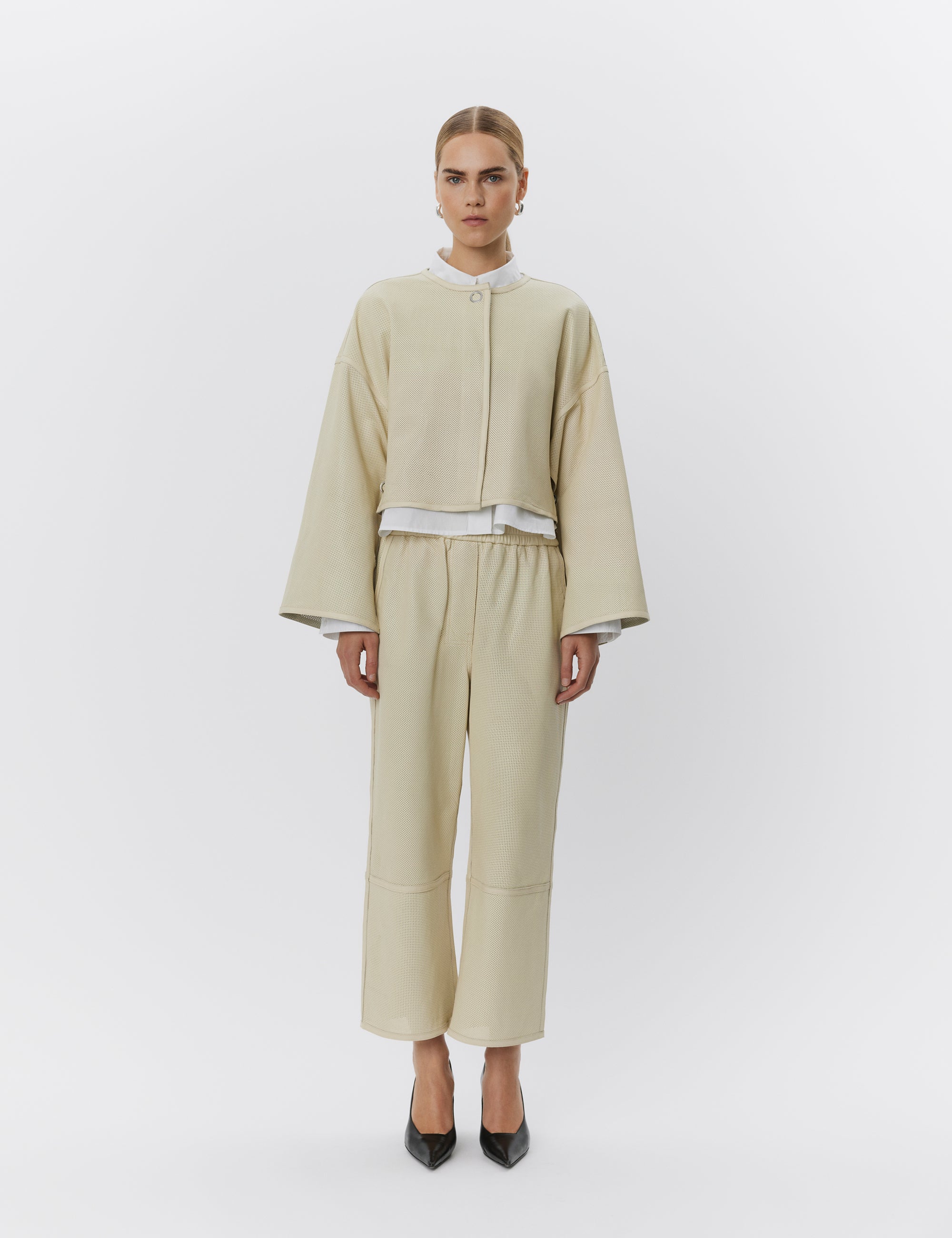 DAY Birger ét Mikkelsen Sally - Perforated Leather Shirts & Blouses 120110 PISTACHIO SHELL.