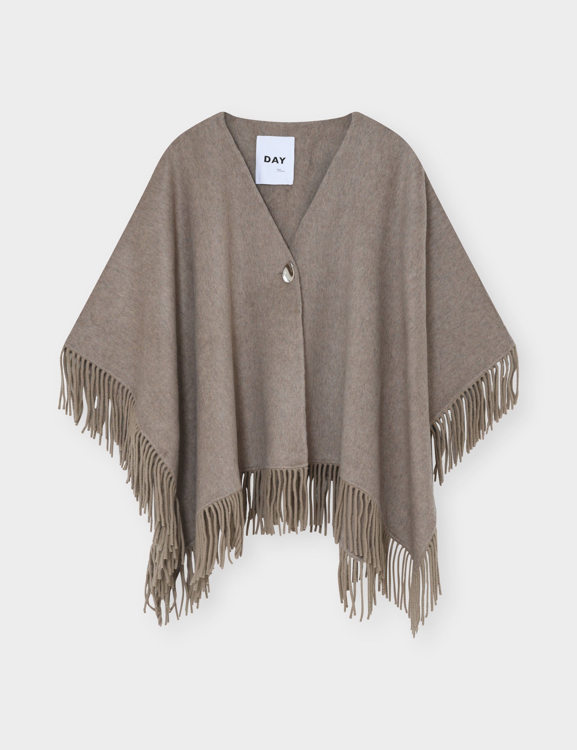 DAY Birger ét Mikkelsen Sybil Fringes - Double Faced Wool - Cape Cape 500001 Beige Melange